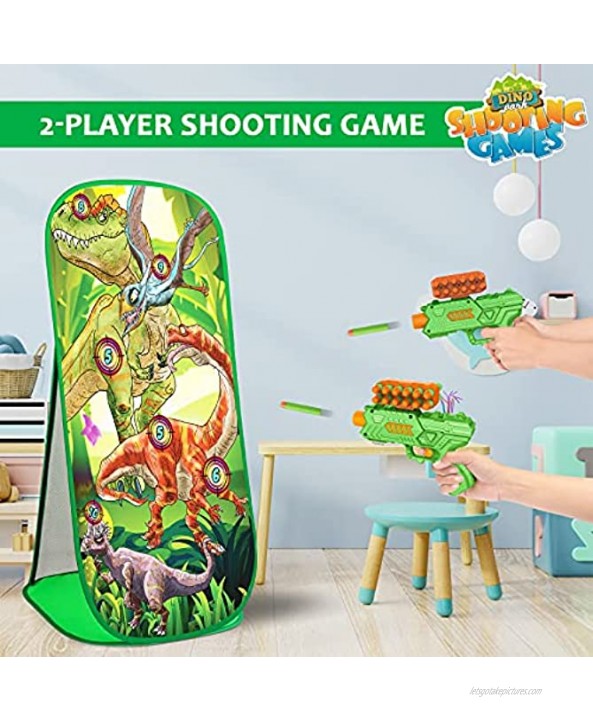 Shooting Game Toy for Age 5 6 7 8 9 10+ Years Old Kids Boys Dinosaur Shooting Target with 2 Foam Dart Blasters 40 Foam Darts Ideal Kids Gift for Indoor Outdoor Compatible with Nerf Toys