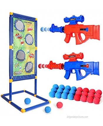Shooting Games 2pk Foam Ball Popper Air Guns & Standing Target & 24 Foam Balls,Easy to Use,Ideal Gift for Boys 6 +