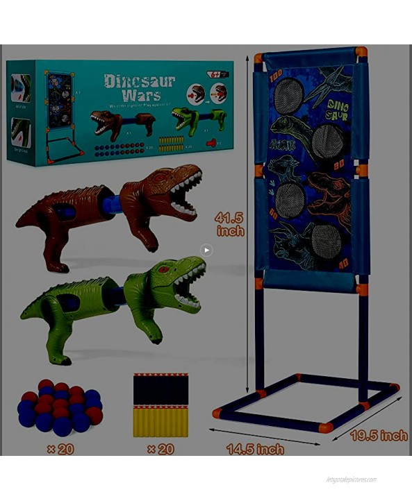 Shooting Games Toys for 6 7 8 9 10+ Year Old Boys Girls Dinosaur Shooting Toy Guns Kids Shooting Game Set with Power Air Guns Idea Gift for Boys Girls Kids Birthday Compatible with Nerf Gun Toys