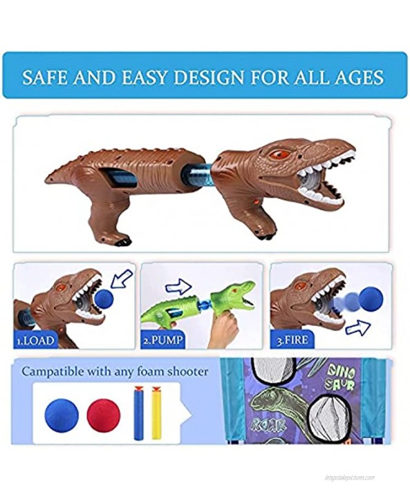 SZJJX Shooting Games Dinosaur Kids Toys for 5 6 7 8 9 10+ Year Old Boys Girls,2 Foam Ball Popper Air Guns,Standing Shooting Target 20 Foam Balls & Bullets Ideal Gift Compatible with Nerf Toy Guns