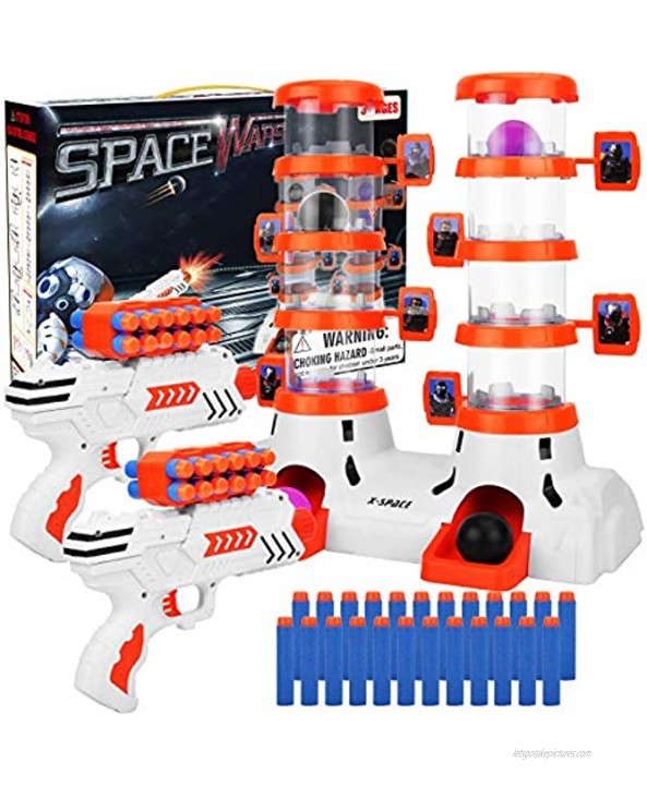 Ylovetoys Shooting Games Double Barrel Shooting Target Toy with 2 Foam Dart Toy Guns 4 Target Balls and 24 Foam Darts Gifts for Kids 6 7 8 9 10 11+ Years Olds Toy Foam Blasters & Guns