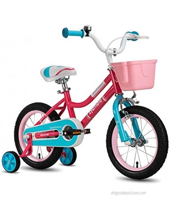 cycmoto Princess Girls Bike for 3-6 Years Child 14" & 16" Kids Bicycle with Basket Hand Brake & Training WheelsPink Teal