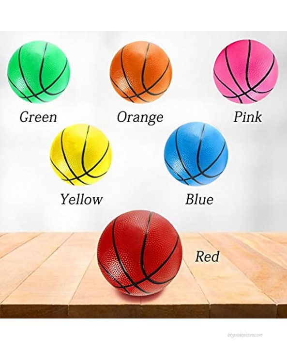 3 otters 7.5Inch Mini Toy Basketball 6PCS Colorful Toy Basketball Mini Rubber Ball for Toddlers Teenager with Pump