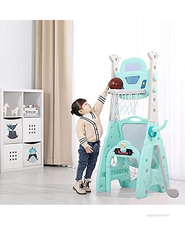 7 in 1 Adjustable Height Basketball Hoop Stand Ring Toss Soccer Goal Golf Best Gift for Boys Girls 1-10 Years Old Indoor and Outdoor Kids Playset