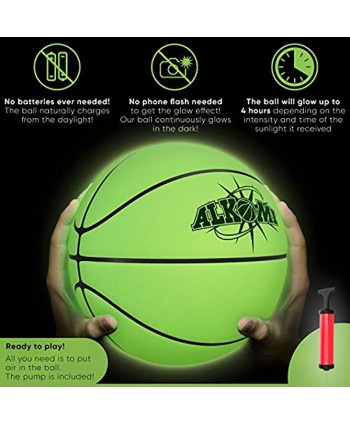 ALKOMI Glow in The Dark Basketball Light Up Basketball LED Night Reflective Glowing Holographic Basketball Ball Basketball Gifts for Boys and Girls Light Up Balls for Kids