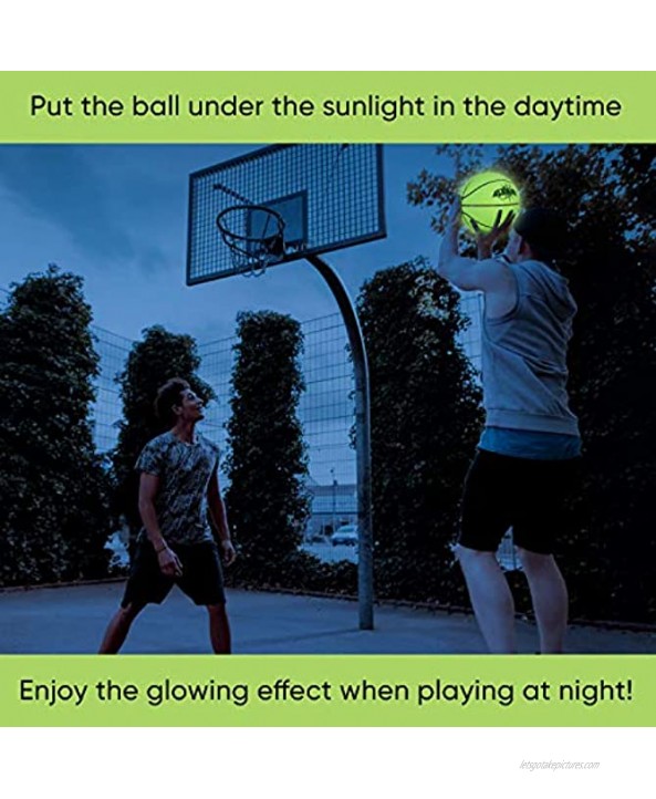ALKOMI Glow in The Dark Basketball Light Up Basketball LED Night Reflective Glowing Holographic Basketball Ball Basketball Gifts for Boys and Girls Light Up Balls for Kids