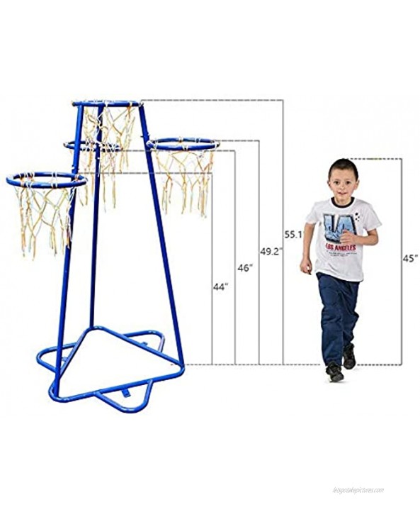 Anditt Kids Basketball Hoop Portable Basketball Stand with 4 Hoops at Varying Heights and 3 Balls Toy Set for Age 3 Years and Up for Toddlers Indoor and Outdoor Sport Games Blue