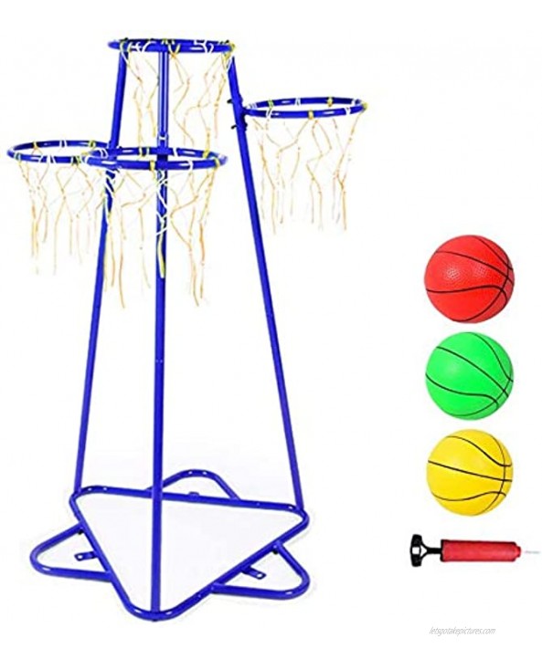 Anditt Kids Basketball Hoop Portable Basketball Stand with 4 Hoops at Varying Heights and 3 Balls Toy Set for Age 3 Years and Up for Toddlers Indoor and Outdoor Sport Games Blue