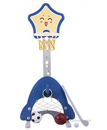 Basketball Hoop Set Stand Kids 4-in-1 Sports Activity Center Adjustable Easy Score with Basketball Ring Toss Soccer Goal Best Gift for Baby Infant Toddler3.74Ft~4.98Ft