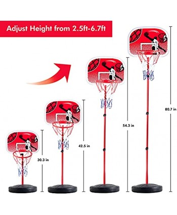 CELETOY Kids Basketball Hoop Stand Adjustable Height 2.8 ft -6.7 ft Mini Basketball Goal Toy with Ball & Pump Toddler Basketball Hoop Stand for Boys Girls Toddlers Age 6 up