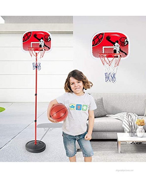 CELETOY Kids Basketball Hoop Stand Adjustable Height 2.8 ft -6.7 ft Mini Basketball Goal Toy with Ball & Pump Toddler Basketball Hoop Stand for Boys Girls Toddlers Age 6 up