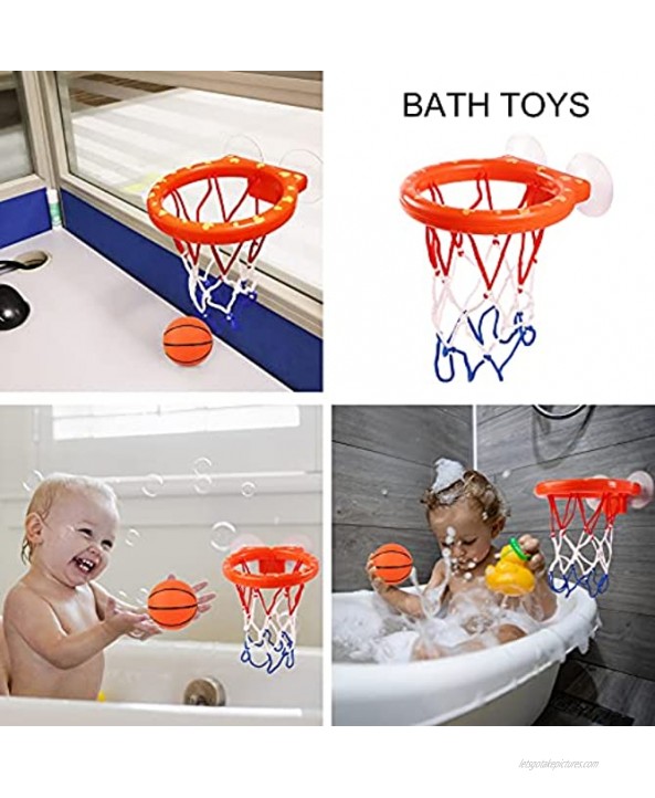 Cyfie Bath Toys for Kids Bathtub Basketball Hoop & Balls Set for Toddlers Boys Girls Toddlers Bath Toys Playset with 3 Soft Balls for Office Bathroom Game Indoor Outdoor Use