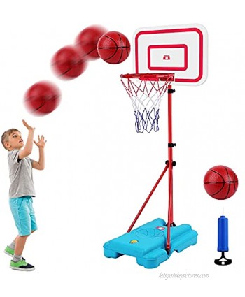 FiGoal Portable Basketball Hoop for Kids Adjustable Height Up to 6 Feet for Indoor Outdoor Basketball Game Mini Basketball Goal Toy with Ball Pump for Kids Boys Girls Outdoor Play Sport