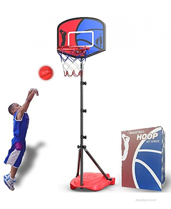 HAHAKEE Kids Basketball Hoop Height-Adjustable 2.9 FT-6.1 FT Indoor and Outdoor Basketball Set for Toddlers Age 3-8
