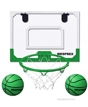 Indoor Mini Basketball Hoop Set for Kids with 2 Balls 16" x 12" Basketball Hoop for Door Wall Living Room and Office Use with Complete Accessories Basketball Toy Gift for Boys and Girls Green