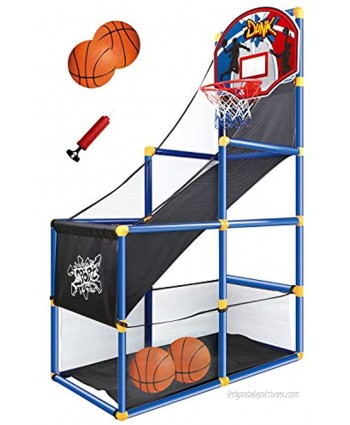 JOYIN Kids Arcade Basketball Game Set with 4 Balls and Hoop for Kids Indoor Outdoor Sport Play Easy Set Up Air Pump Included Ideal for Games and Competition