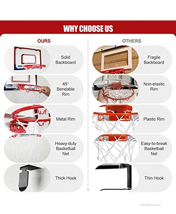 Kavalan Mini Basketball Hoop Set for Door & Wall 16 X 12 inch Basketball Games for Home and Office Durable Adjustable Indoor Mini Basketball Hoop with 3 Balls Best Toys Gifts for Boys Teens