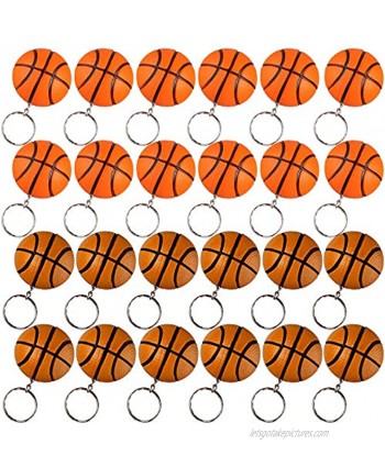 KINMAD 24 Pack Basketball Keychains Basketball Sport Stress Ball Keychains for Kids Party Favors Gifts School Carnival Prizes Orange & Brown