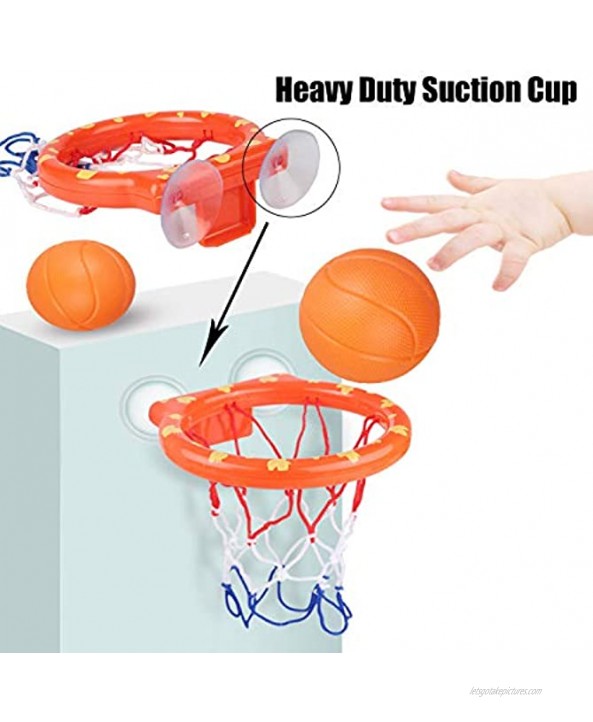 KISEER 2 Pack Fun Basketball Hoop with Heavy Duty Suction Cups Bathroom Bathtub Shooting Game Balls Toy Set with 6 Balls for Kids
