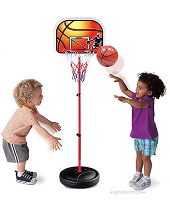 Liberty Imports Kids Portable Mini Basketball Hoop and Stand Height Adjustable Toy Set with Metal Rim Ball and Net Indoor Outdoor Kit for Toddlers Children