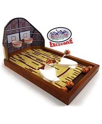 Matty's Toy Stop Deluxe Wooden Mini Tabletop Basketball Game for 2 Players Includes 2 Launchers & 6 Basketballs