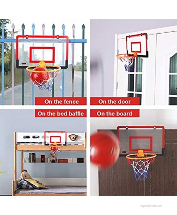 Over The Door Basketball Hoop Indoor with 2 Rims and Balls | Kids Mini Hoops for Bedroom Inground | Toddler Activity Play Toys for Boys and Teens as Gift