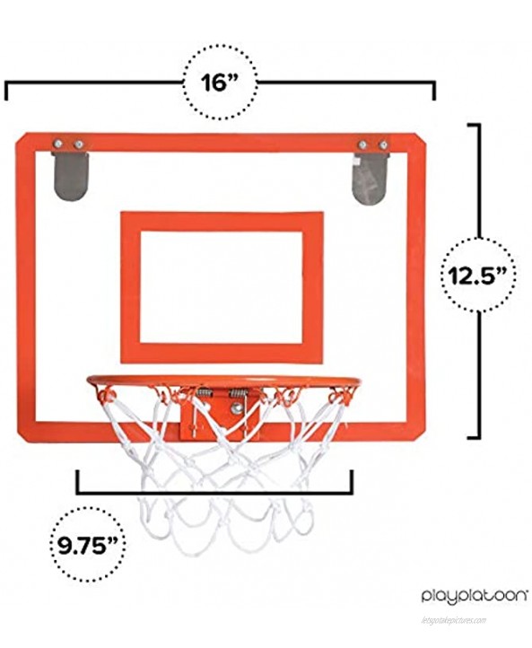 Play Platoon Over The Door Mini Basketball Hoop Indoor Wall Mounted 16 x 12 Basketball Hoop Set with Shatterproof Backboard Steel Rim
