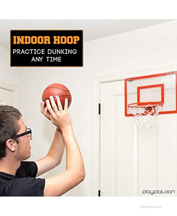 Play Platoon Over The Door Mini Basketball Hoop Indoor Wall Mounted 16 x 12 Basketball Hoop Set with Shatterproof Backboard Steel Rim