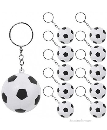 PROLOSO 20 Pack Soccer Keychains Foam Squeeze Ball Key Rings for Party Favors School Carnival Reward Party Bag Gift Fillers