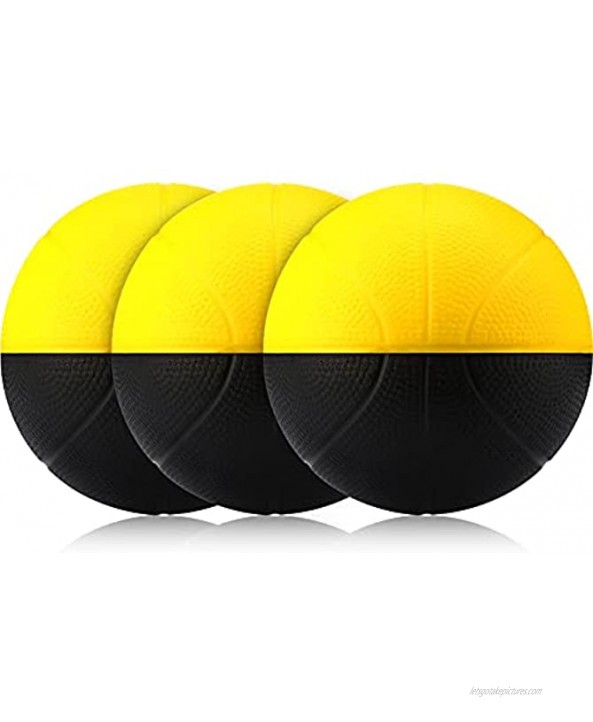 Skylety 3 Piece Foam Mini Basketball Mini Yellow and Black Foam Basketballs Replacement Foam Basketballs for Bouncy Hoops Basketball Game Party Favors Indoor Outdoor Playing Toy 3.5 Inch