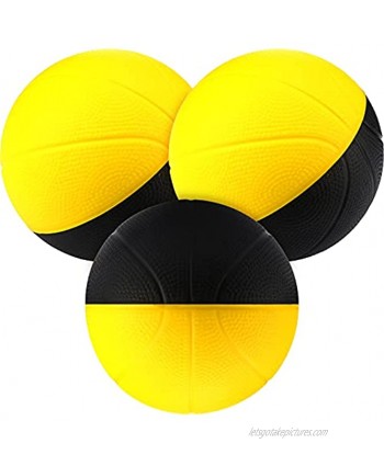 Skylety 3 Piece Foam Mini Basketball Mini Yellow and Black Foam Basketballs Replacement Foam Basketballs for Bouncy Hoops Basketball Game Party Favors Indoor Outdoor Playing Toy 3.5 Inch