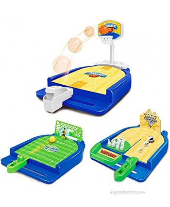 Sports Games Set 3 in 1 Mini Desktop Table Basketball Game Bowling Game Football Game,Fun Desktop Sports Toy,Suitable for Travel,Parties.