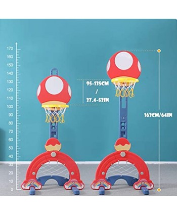 Vehpro Adjustable Toy Basketball Hoop Stand Ring Toss Soccer Golf for Kids 4 in 1 Sports Activity Center Adjustable Height 3.1~5.5Ft Indoor Outdoor for Boys Girls【US Fast Shipment】