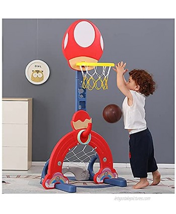 Vehpro Adjustable Toy Basketball Hoop Stand Ring Toss Soccer Golf for Kids 4 in 1 Sports Activity Center Adjustable Height 3.1~5.5Ft Indoor Outdoor for Boys Girls【US Fast Shipment】