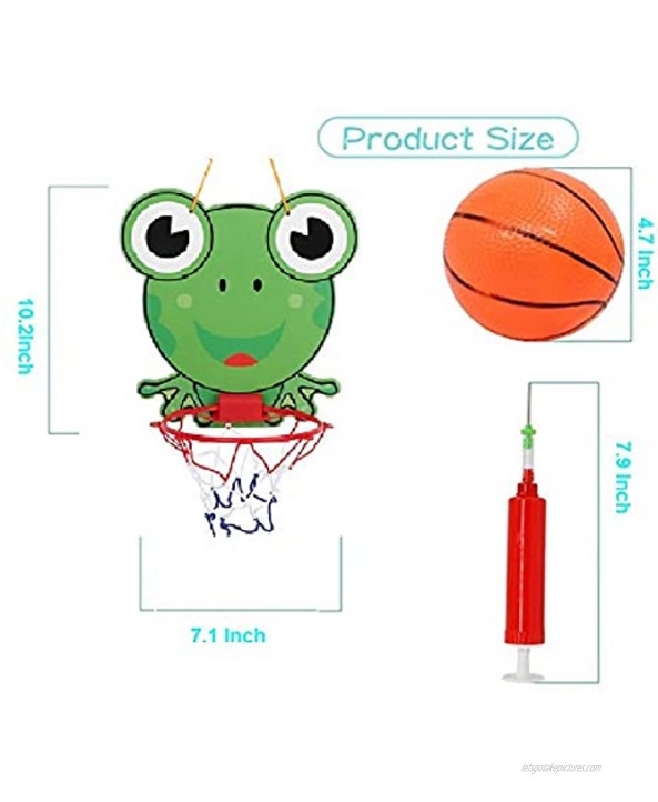 XunQi Hanging Small Basketball Hoop Set for Kids Portable Foldable Mini Easy Goal Basketball Rim Backboard Court Door Indoor Outdoor Toy Set with 1 Net,2 Ball and 1Pump. Frog