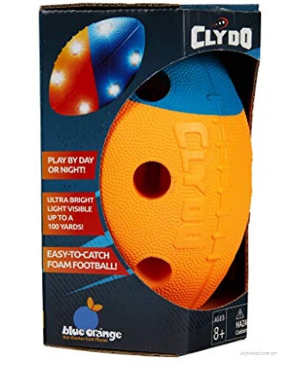 Blue Orange Clydo- The Incredible 24 Hour Football for Kids Age 8 Years and Up- Lights up! Orange Blue