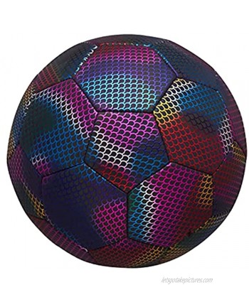 Cheng-store Glow in The Dark Soccer Ball Holographic Reflective Soccer Ball Luminous Colorful Soccer Ball Made by High-Tech Fluorescent Materials Beautiful at Night Size 4 Size 5 Polite