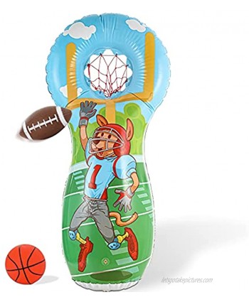KLT Inflatable Football Toss Target Sports Toys for Football Training 55 inches Punching Bag for Boys and Girls Fun Backyard Activity Party Favor for Family Easter Basket Stuffers