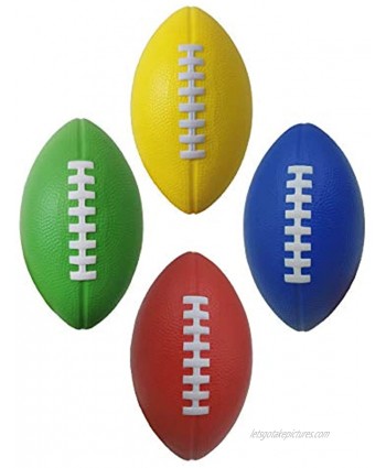 LMC Products Kids Football 7.25” Foam Football Colorful Small Footballs for Kids –Mini Football 4 Pack Includes Green Yellow Blue and Red