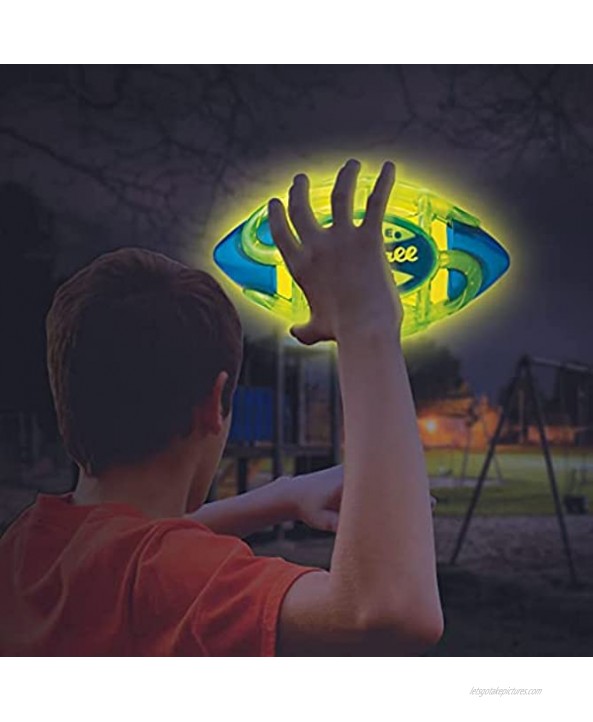 TANGLE Nightball Glow in The Dark LED Football Green with Blue Light up Football with Bright LED Lights Glow Football for Kids and Adults Ideal Football Gifts for Teen Boys