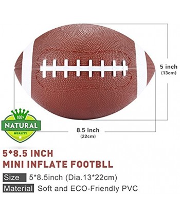 YAPASPT 2Pack Football with Pump- Mini American Rubber Footballs Handheld Kids Bouncy and Soft 7.5”Water Beach Ball Come DeflateBrown