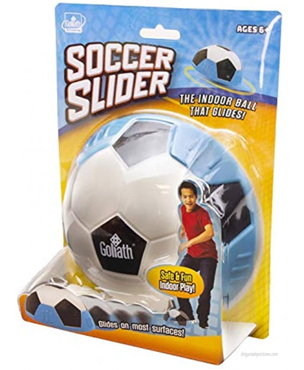 Goliath Sports Soccer Slider Soft Soccer Ball Shaped Foam Slider Effortlessly Glides Over Smooth Surfaces for Indoor Game Play Blue