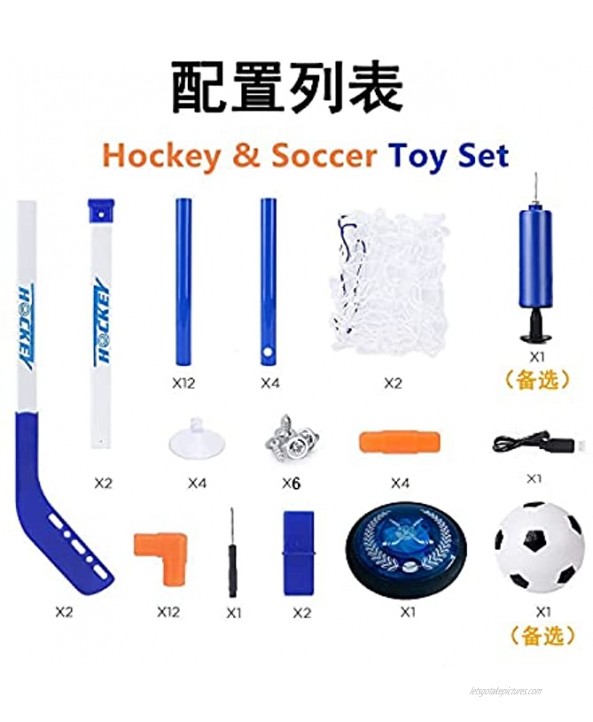 Jeyeliya 2-in-1 Hover Hockey Soccer Ball Kids Toys Set USB Rechargeable and Battery Hockey Floating Air Soccer with Led Light Indoor Outdoor Sport Games Toys for 3-12 Year Old Boys Girls