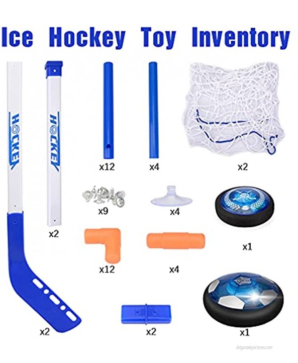 Nazano Hover Soccer Ball Games 3-in-1 Kids Hockey Soccer Sets with 3 Goals and LED Lights USB Rechargeable Battery Indoor Outdoor Soccer Toys for Boys Girls Aged 3 4 5 6 7 8-12