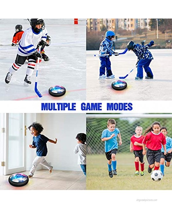 Nazano Hover Soccer Ball Games 3-in-1 Kids Hockey Soccer Sets with 3 Goals and LED Lights USB Rechargeable Battery Indoor Outdoor Soccer Toys for Boys Girls Aged 3 4 5 6 7 8-12