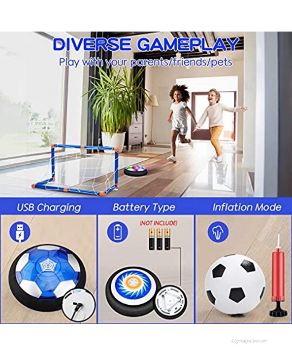 OASO Kids Toys Hover Hockey Soccer Ball Set with 3 Goals Rechargeable Floating Air Soccer Ball with Led Light and Foam Bumper Indoor Outdoor Sport Games Toys Gifts for Boys Girls Aged 3 4 5 6 7 8-12