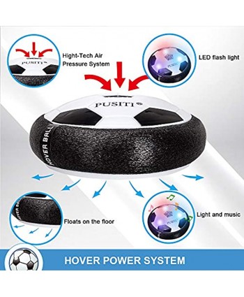 PUSITI Kids Hover Soccer Ball Set with 2 Goals Foam Bumper Air Ball with LED Light and Music for Boys and Girls Age 3 4 5 and Up Sport Toys for Kids Indoor and Outdoor Game for Children