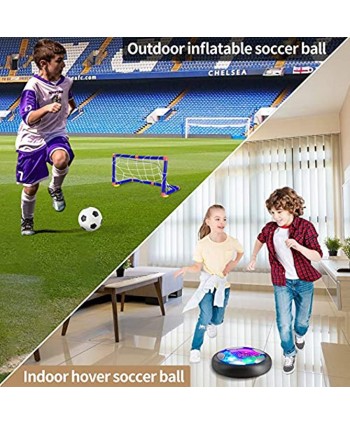 W Q Kids Toys Hover Soccer Ball Set Rechargeable Air Soccer with LED Lights and Foam Bumpers Gifts for Boys Girls 3-16 Year Old Hover Toys Inflatable Ball for Indoor Outdoor Games
