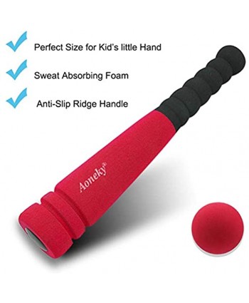 Aoneky Min Foam Baseball Bat and Ball for Toddler Indoor Soft Super Safe T Ball Bat Toys Set for Kids Age 1 Years Old Best Gift for Children 11.8 inch