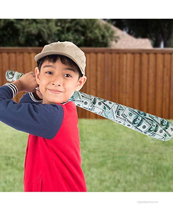 ArtCreativity Money Baseball Bat Inflates for Kids Set of 4 40 Inch Durable Inflates Cool Sports Birthday Party Favors Decorations and Supplies Carnival Party Prizes